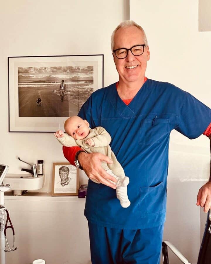 dr rob buist holding baby